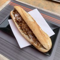 Sausage baguette  at Reed in Luxembourg City