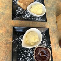 Apple crumble and chocolate lava cake at Reed in Luxembourg City