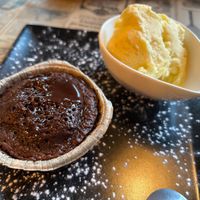Lava cake & vanilla coconut ice cream at Reed in Luxembourg City
