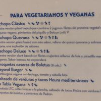 Carta vegana at Las Tablas del Campillín in Oviedo