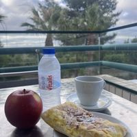 One of my to-go treats - breakfast on my balcony  at AllVeggie in Alverca Do Ribatejo
