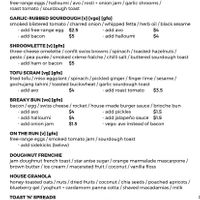 Weekend menu  at Burrow in Toowoomba