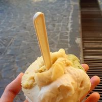 Apple with cinnamon, pistaccio and pear at Picchio Gelateria Naturale in Bracciano