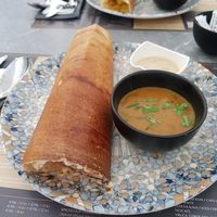 Dosa with potato filling and chutneys at Namaste Bistro in Zagreb