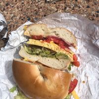 Bagel sandwich, very friendly staff and owner, Just egg, violite cheese, beyond sausage, choice of bagel. Thank you lighthouse bagels , 
   at Lighthouse Bagels in Corolla