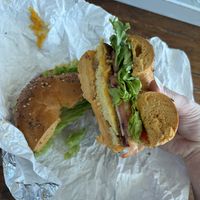 Vegan way bagel on Sriracha Everythingg  at Lighthouse Bagels in Corolla