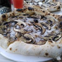 We went back to eat at the restaurant and had the vegan truffle and porcini mushroom pizza - absolutely delicious! June 2021 at Dough Eyed in York