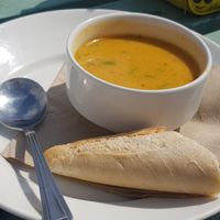Sweet potato, coconut and chilli soup at The Strawberry Barn in Dunbar