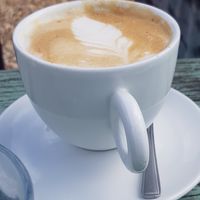 Soya latte at The Strawberry Barn in Dunbar