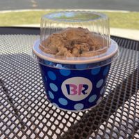 Non-dairy chocolate chip cookie dough (Is anyone else’s favorite thing about cookie dough ice-cream, is how you can eat the little cookie dough bites) 😋 at Baskin Robbins in Decatur
