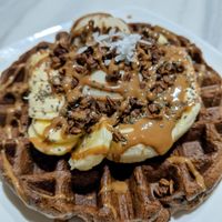 Close up of the chocolate yummy Notella Waffle at Oatberry Cafe - Scotts Square in Central Singapore