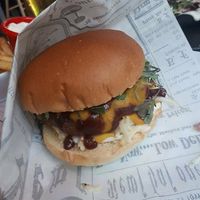 Junky burger with Beyond Meat patty at Junk y Vegan in Helsinki