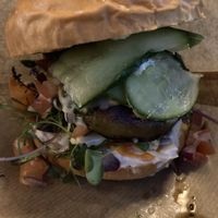 Mushroom burger  at Junk y Vegan in Helsinki