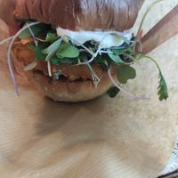 Burger with blue cheese mayonnaise at Junk y Vegan in Helsinki