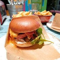 Meatningless Burger with fries, 17.50€ total at Junk y Vegan in Helsinki