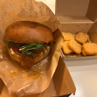 Seitan Worshipper with No Chix Nuggets at Junk y Vegan in Helsinki