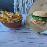 Junky burger with fries at Junk y Vegan in Helsinki