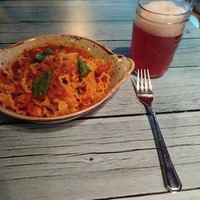 Bolognese pasta and kombucha at Junk y Vegan in Helsinki