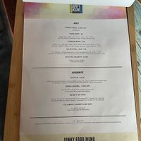 Menu  at Junk y Vegan in Helsinki