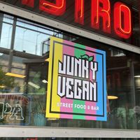 Sign outside   at Junk y Vegan in Helsinki