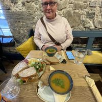 Soups and a large sarnie wi salad n slaw at Deli Gasta in Isle Of Skye