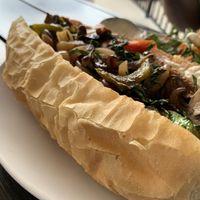 Fresh baked bread used for Italian sausage sandwich  at Yummvees in Richmond