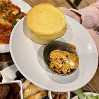 DELICIOUS corn bread 💛 with a super salty vegam buttery cream (?)  at Yummvees in Richmond