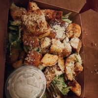Caesar salad, this was the half salad, huge! Ask for extra dressing, it's really good and I needed more of it! at Yummvees in Richmond