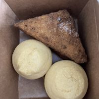 Fried tofu with cornbread  at Yummvees in Richmond