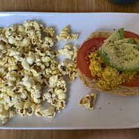 Avocado side up with scrambled tofu at Communitea Cafe in Canmore