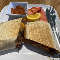 Vegan breakfast burritoos  at Communitea Cafe in Canmore