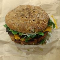 Pinto bean burger at Super Vegan in Barcelona