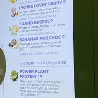 Vegan menu   at Boost Juice in Forest Hill