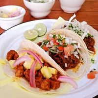 Pastor (seitan) y Birria (soya) at Veggy Tacos in Hermosillo