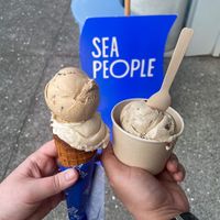 Pina Colada, pecan, coffee, and berries/cream at Sea People Ice Cream in Mount Maunganui