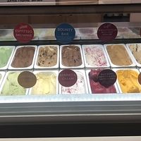 Photo of all the fantastic flavours. They label each flavour which which milk it is made of (great for those with nut allergies). They also have cookie sandwiches!  at Sea People Ice Cream in Mount Maunganui