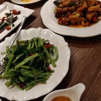 Water spinach & gong bao at Tofu Vegan - Islington in North London
