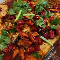 “fish” in chilli oil at Tofu Vegan - Islington in North London