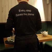 Nice staff uniform. at Tofu Vegan - Islington in North London