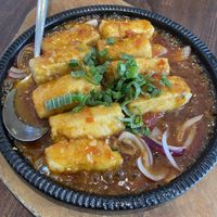 Sizzling tofu. Look at that sizzle!  at Tofu Vegan - Islington in North London