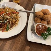 Special Singapore style noddles and tofu and mushroom balls   at Tofu Vegan - Islington in North London