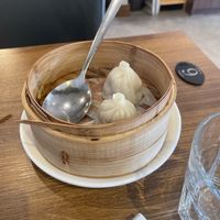 Soupy xiao long bao stuffed with tofu and mushrooms  at Tofu Vegan - Islington in North London