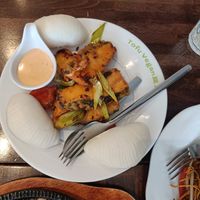 Fish bao dish at Tofu Vegan - Islington in North London