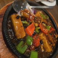 Sizzling tofu with Black bean sauce at Tofu Vegan - Islington in North London