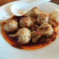 'Wontons in a house special sauce' (spicy 6 pieces, £7.90) at Tofu Vegan - Islington in North London
