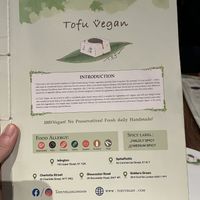 Menu  at Tofu Vegan - Islington in North London