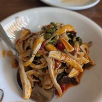 Hand shredded king o'ster mushrooms at Tofu Vegan - Islington in North London