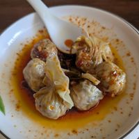 Wontons in a house special sauce at Tofu Vegan - Islington in North London