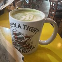 Matcha latte with oat milk  at Curiosity Coffee Bar in Columbia