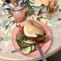 Vegan bagel with hummus and roasted vegetables   at Bagels & Beans - Biltstraat in Utrecht